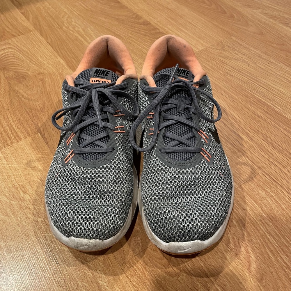 Gray Nike running shoes